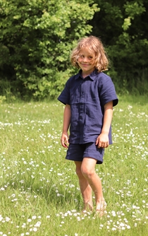 BIRKHOLM Muslin Shorts Navy Blå